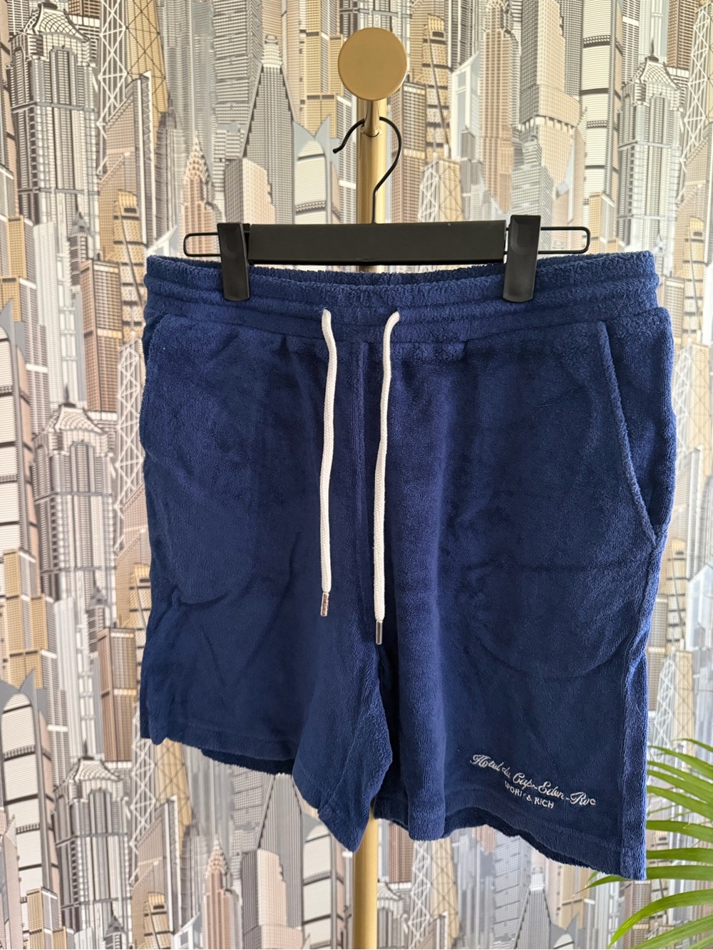 Sporty & Rich Navy Blue Terry Cloth Polo Shorts Set - Picture 2 of 3